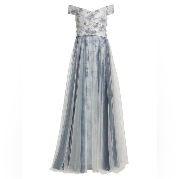 RENE RUIZ COLLECTION L2226 Off The Shoulder Tulle Gown Multicolor Maxi Dress - Picture 1 of 13
